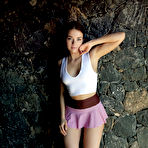 Pic of Nice teen Keira Blue showcases her trimmed muff on a patio at night